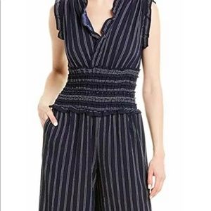Max Studio Blue Pinstripe Sleeveless Jumpsuit